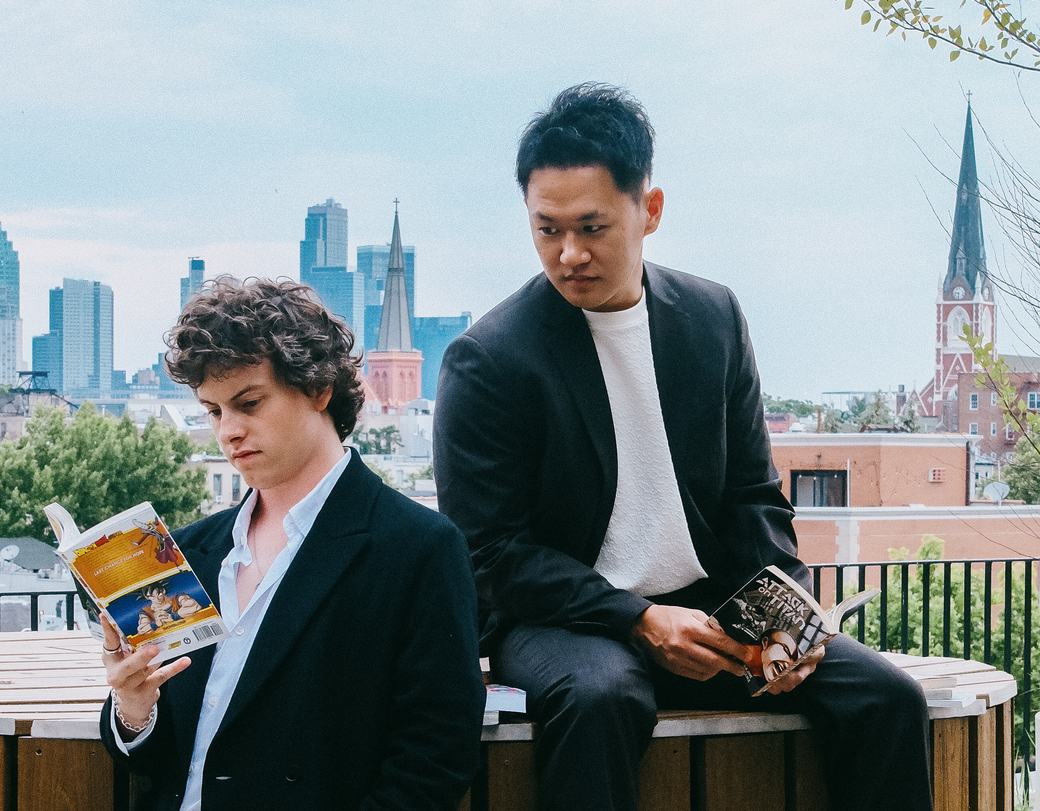Frankie Seratch with his IP Bay co-founder on a Brooklyn rooftop